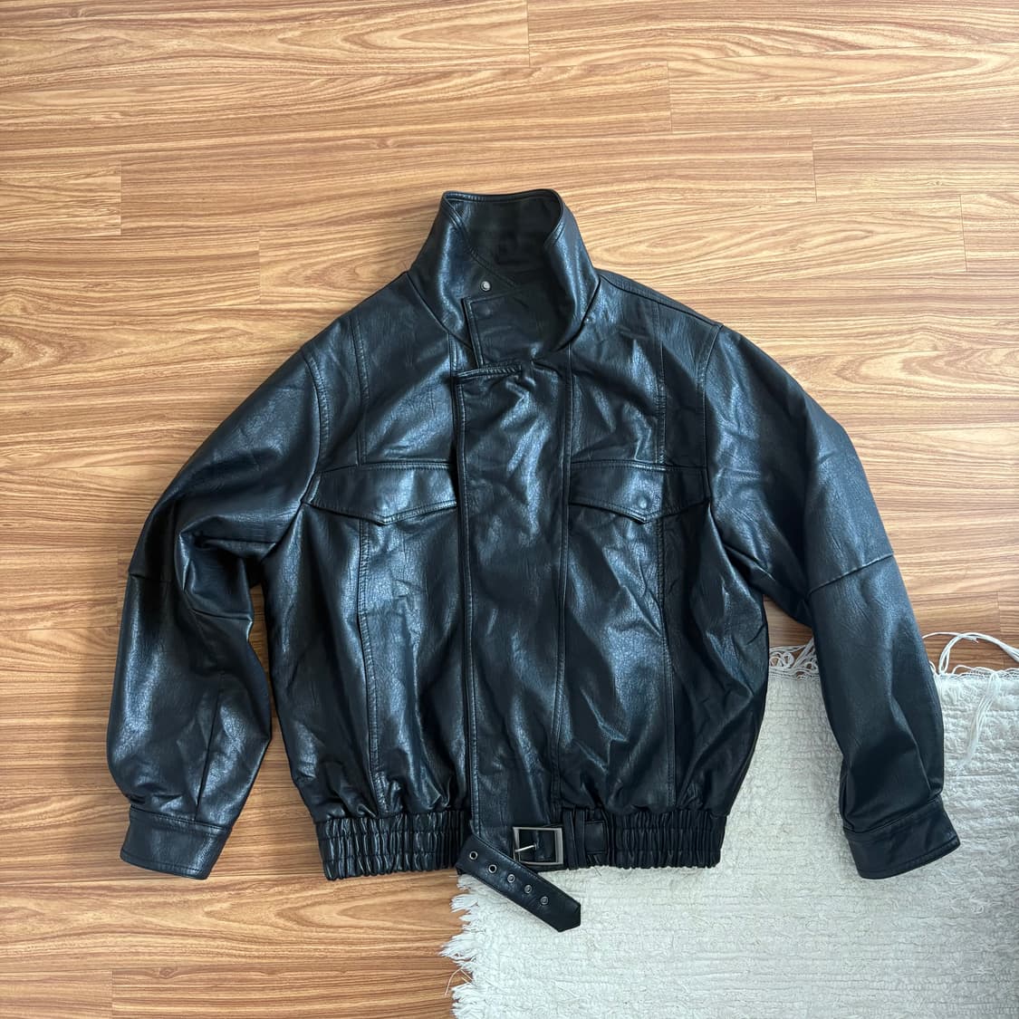 하이넥 레더 자켓 상품이미지1