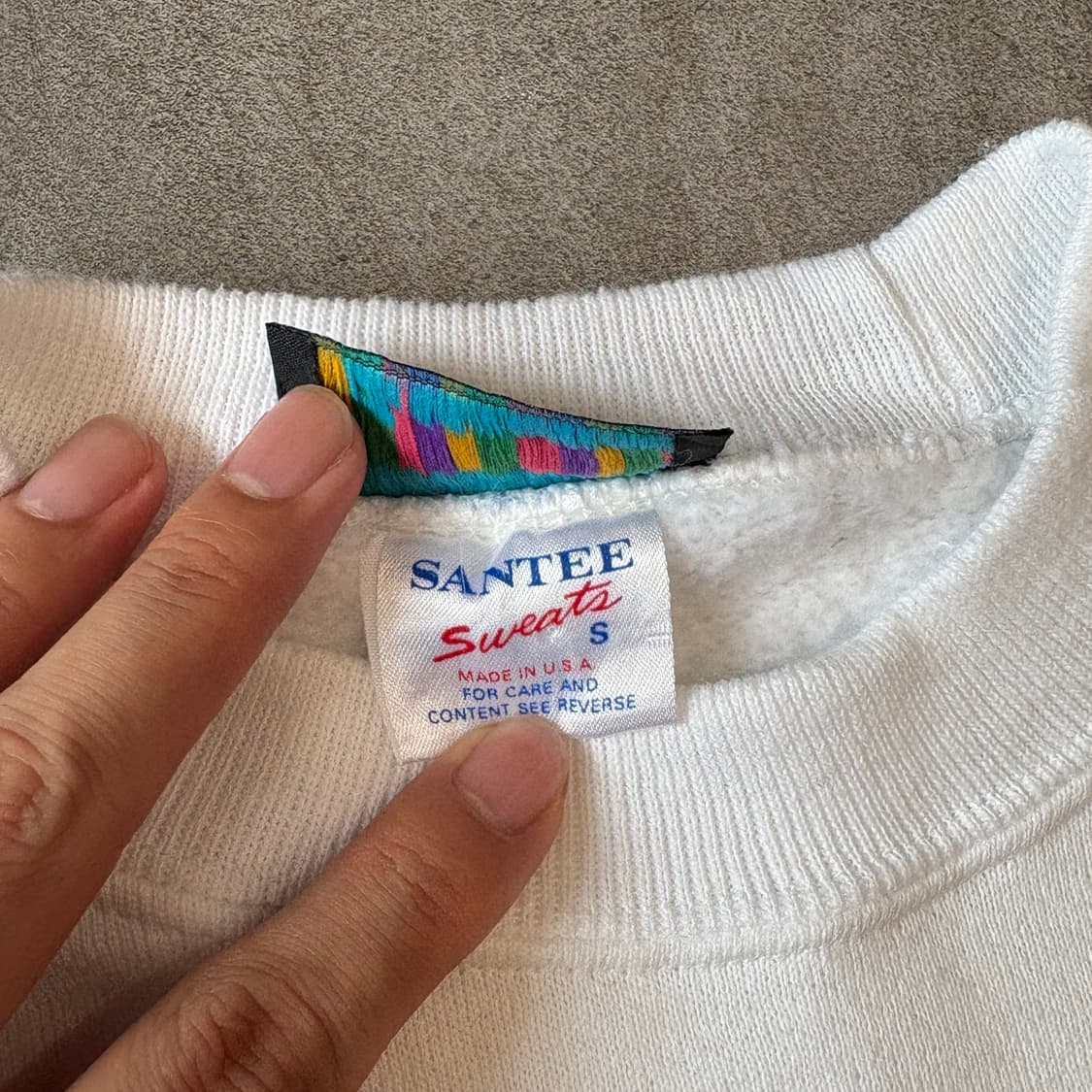 90s 90년대 미국 생산 빈티지 화이트 스웻셔츠 상품이미지7