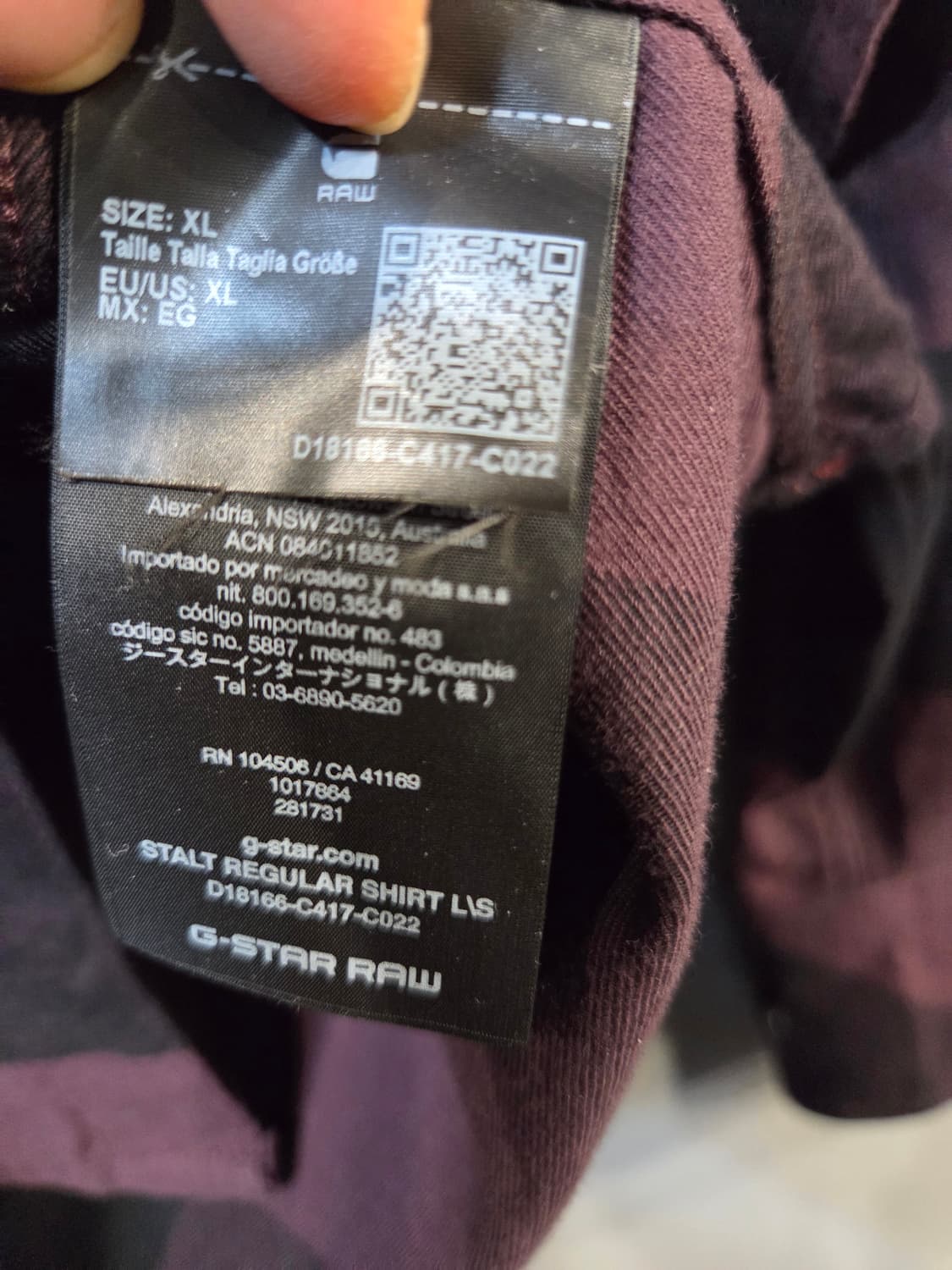 G-STAR RAW 체크 셔츠 남방 버건디(XL)디피용/택없음 상품이미지7