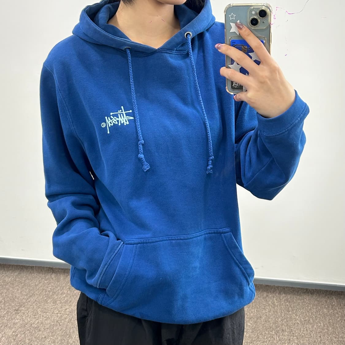 Stussy 스투시 민트로고 딥블루 후드티 상품이미지1