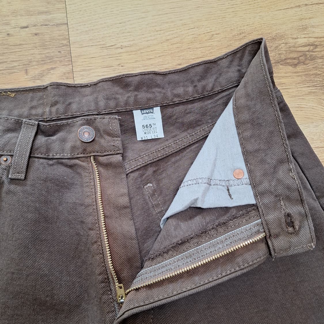 90s 빈티지리바이스 565 오렌지탭 브라운 W31L34 상품이미지4