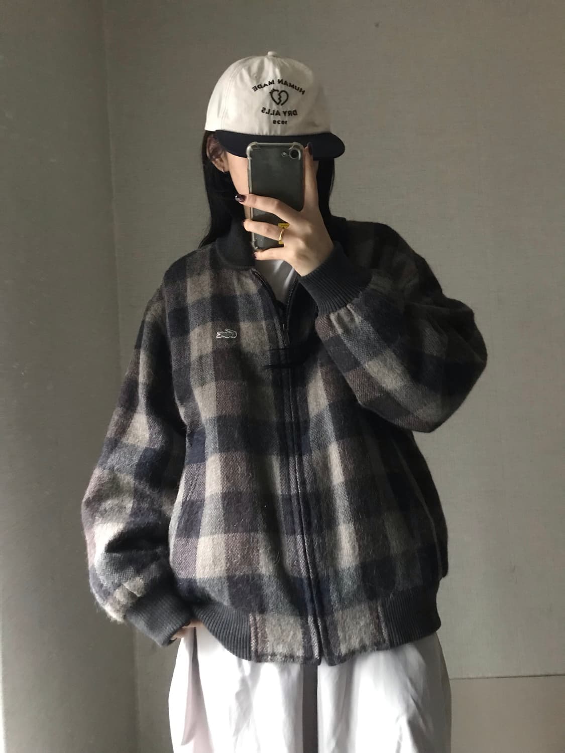 라코스테 브라운 체크 울 블루종 상품이미지1