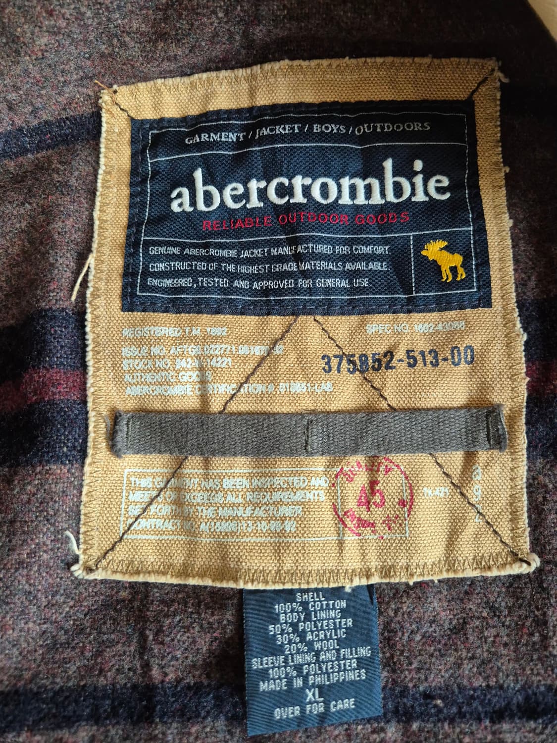 아베크롬비 디트로이트 블랭킷 워크 자켓 XL 상품이미지3