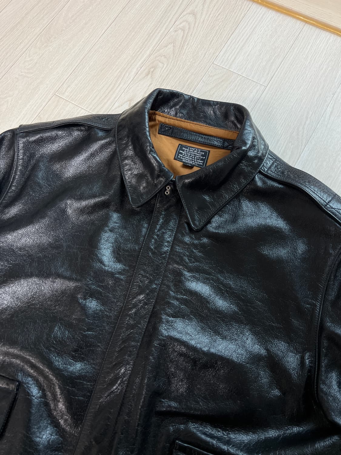 택포55) 아카펠라클로딩 Lot.409 A-2 자켓 스티어하이드 42 상품이미지4