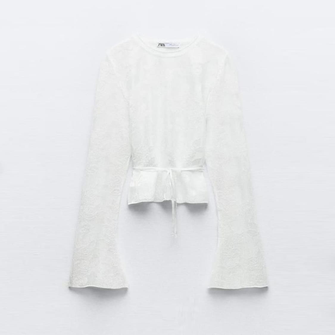 자라(ZARA) 화이트 파인니트 플로럴 레이스 탑 55 새상품 상품이미지4