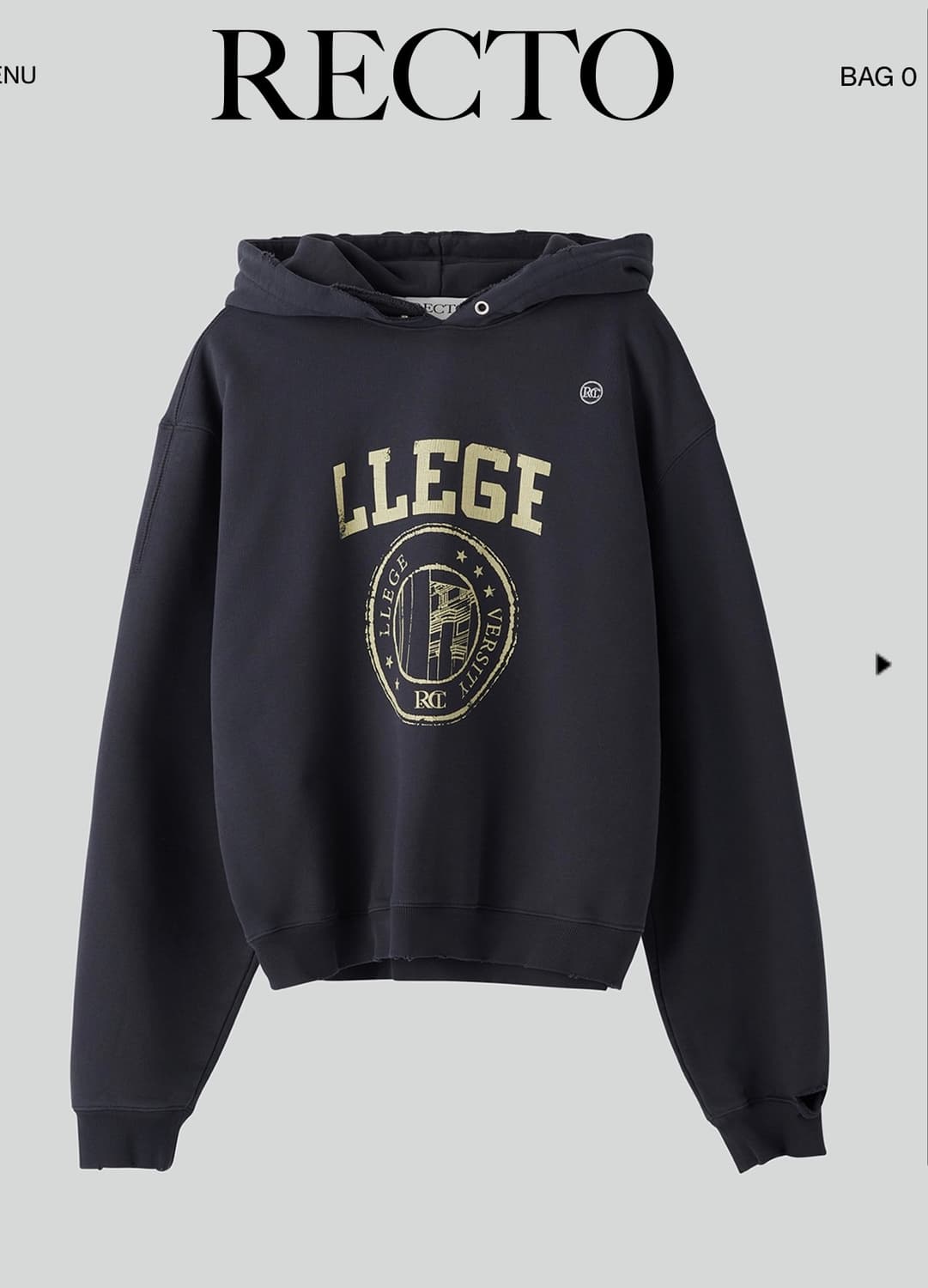 렉토 LLEGE 로고 디스트로이드 후드 스웨트셔츠 (차콜) 상품이미지2