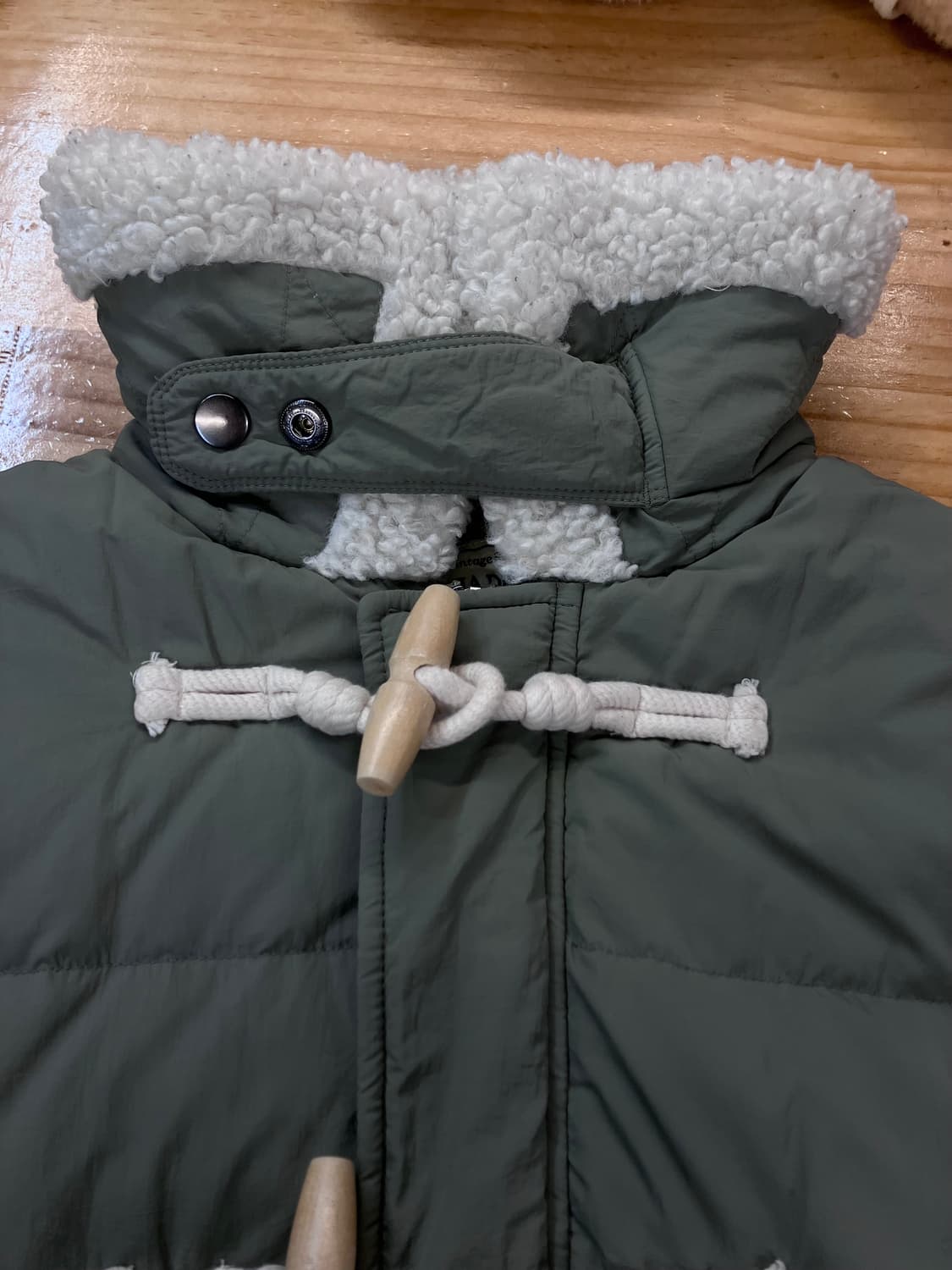 후아유 더블카라 떡볶이 숏 푸퍼 카키 L #csz2807 상품이미지4