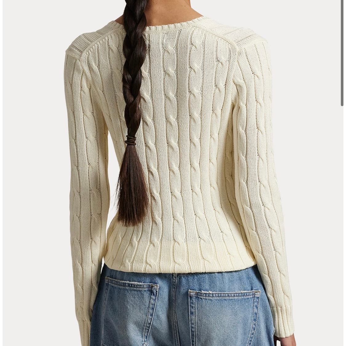 정품 백화점판 폴로 랄프로렌 케이블 니트 브이넥 아이보리 S (새상품) 상품이미지8