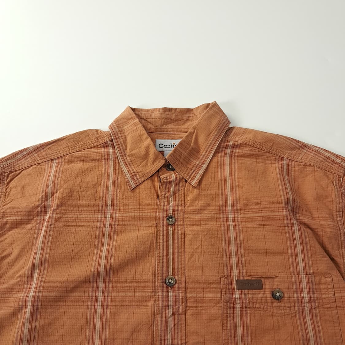 CK189 L 칼하트 00s 브라운 스트라이프체크 반팔 셔츠 남방 상품이미지2