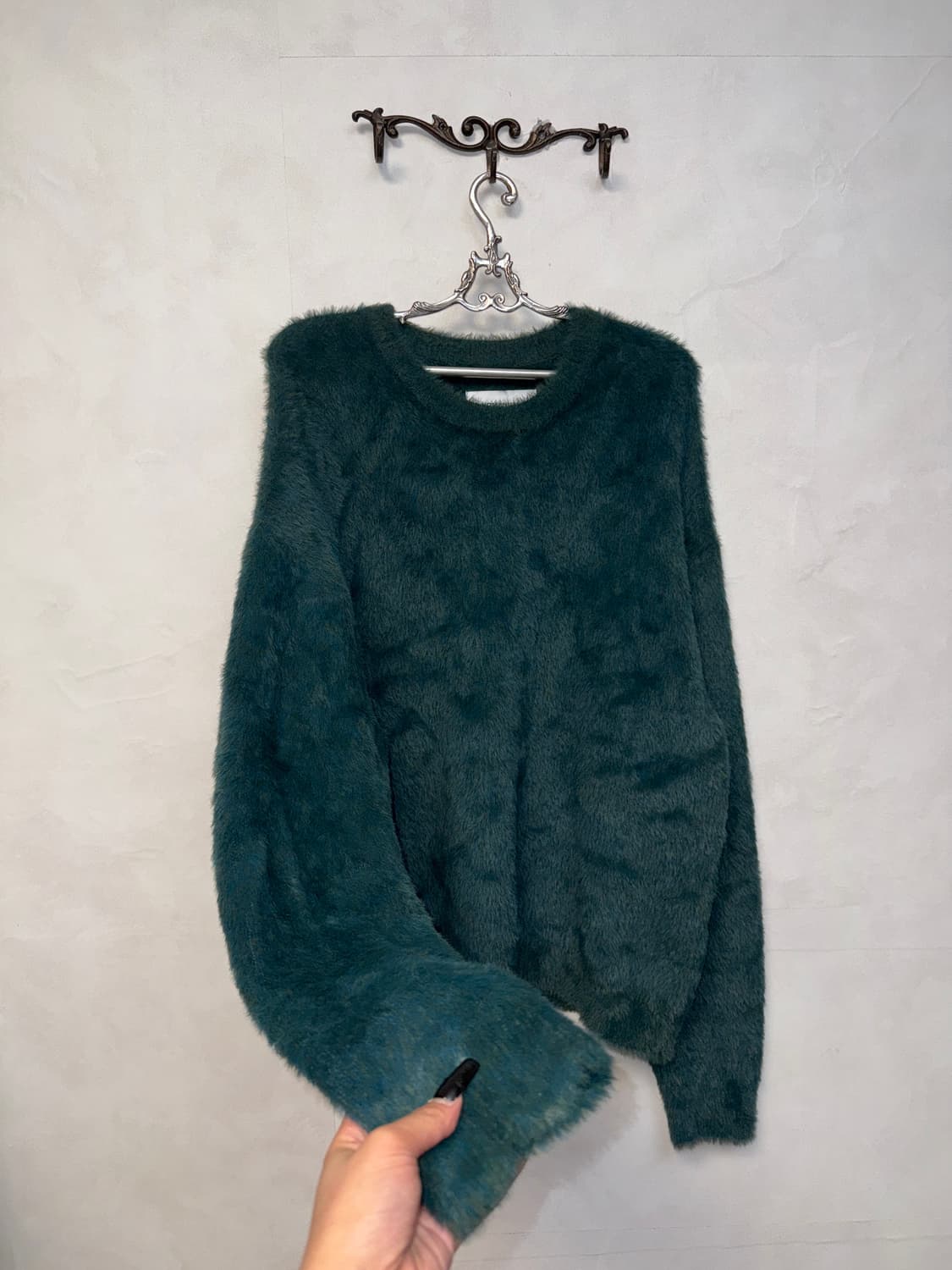 NOMANUAL CROPPED HAIRY KNIT - FOREST L 상품이미지5