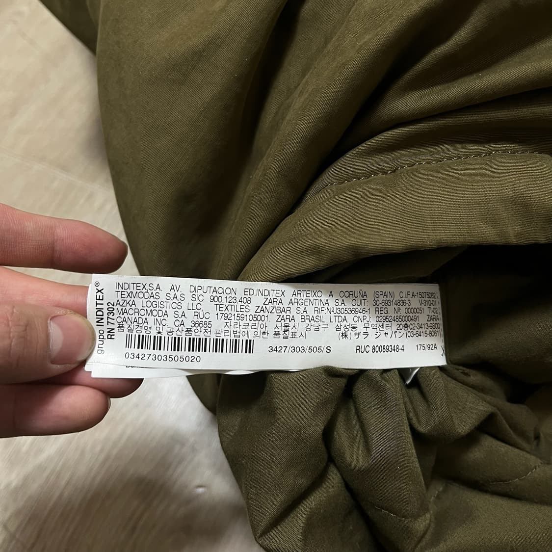 자라 남성 퍼안감 후드 야상 패딩 점퍼 S/90  상품이미지5