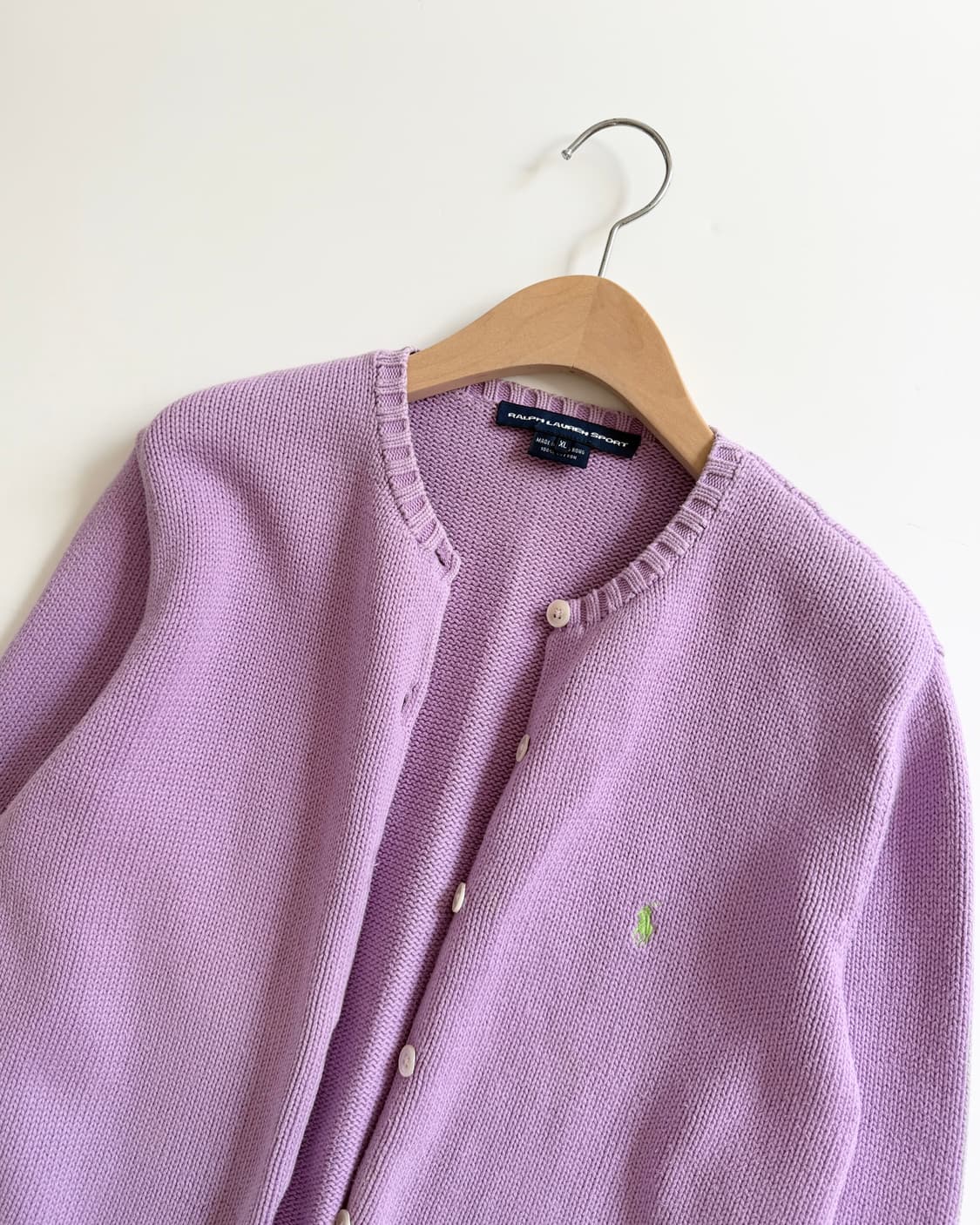 Polo 랄프로렌 스포츠 라벤더퍼플컬러 코튼 유넥 가디건 상품이미지4