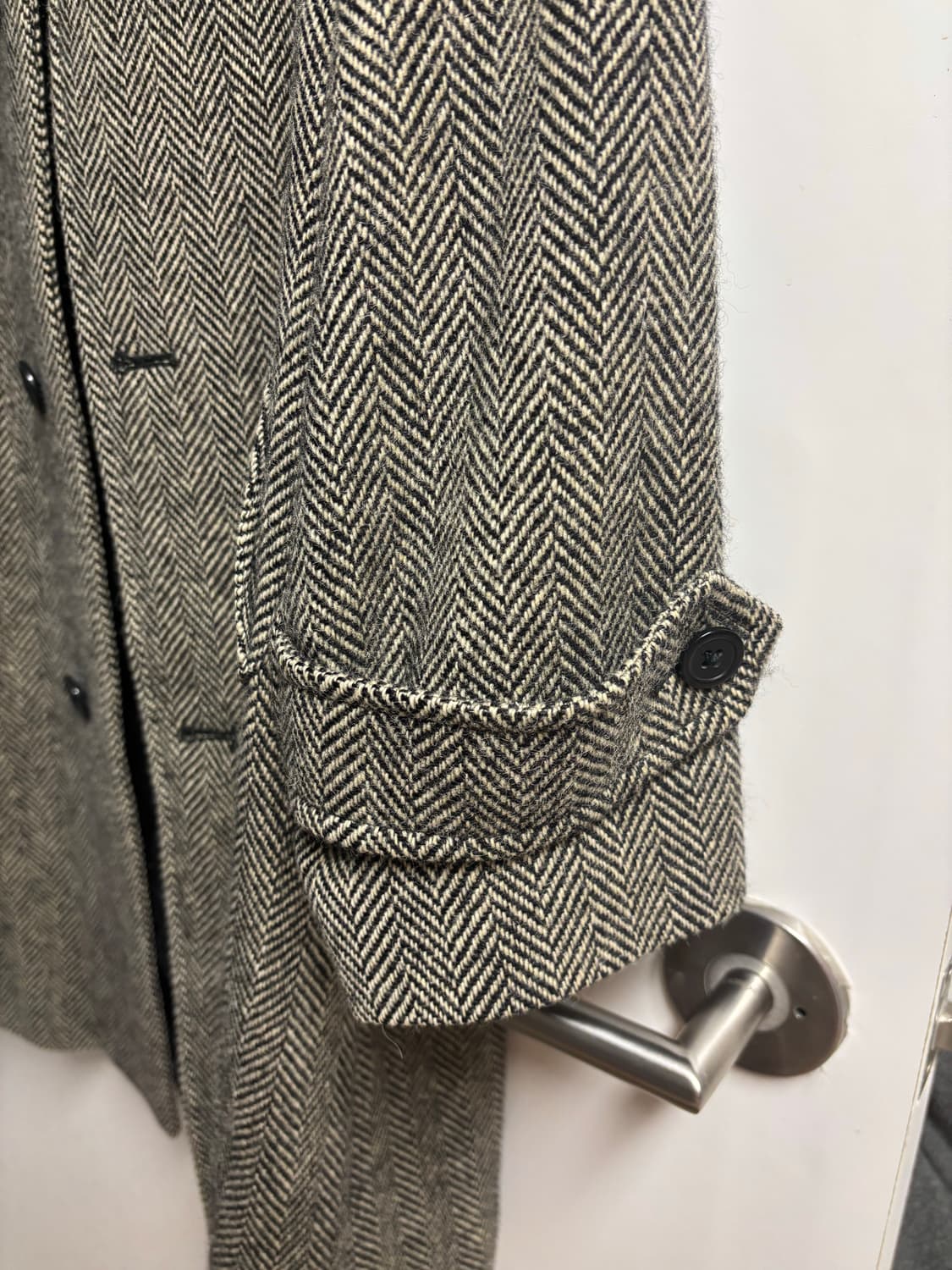 [38R] 폴로랄프로렌 헤링본 발마칸코트 블랙/크림 상품이미지5