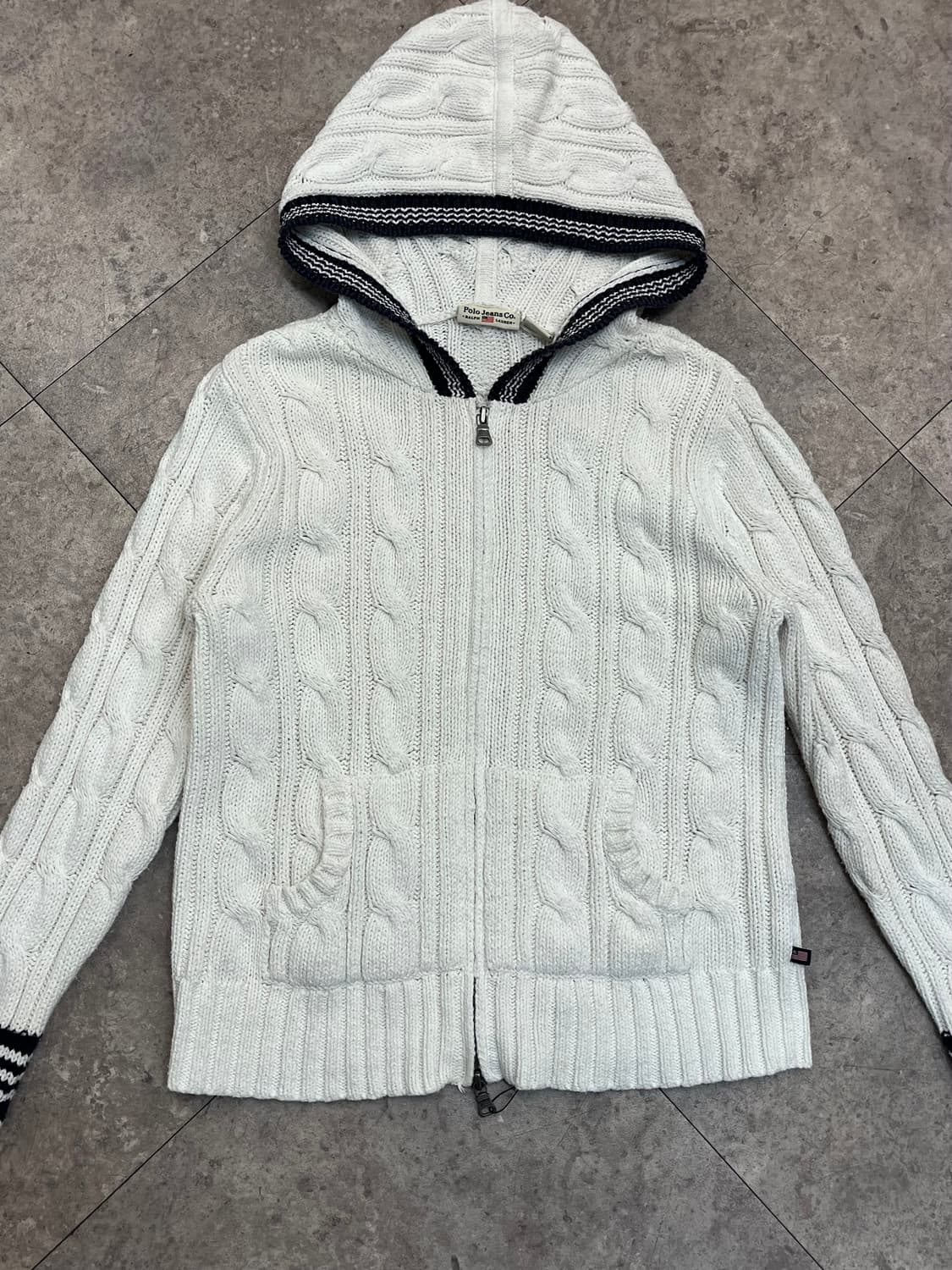 폴로 진스 니트 투웨이 후드집업 화이트 M #csz2543 상품이미지6