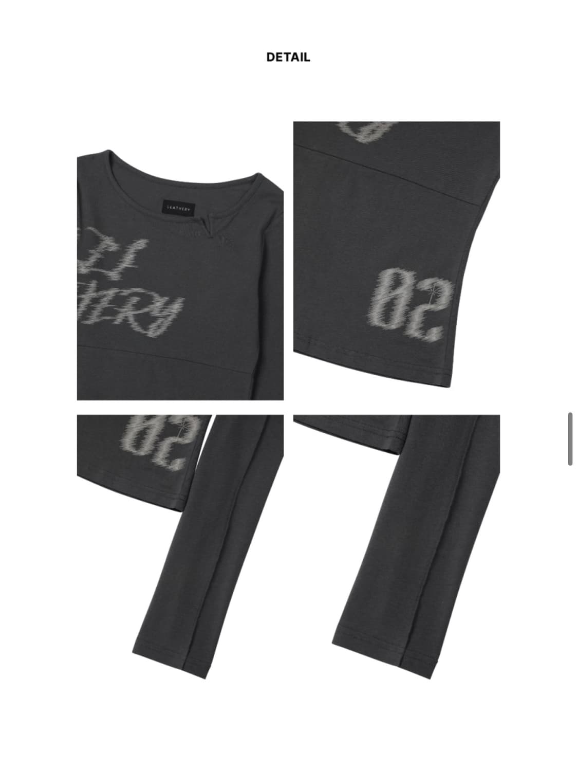 (FREE) 레더리 레터링 슬릿 롱슬리브 [CHARCOAL] 판매 상품이미지8
