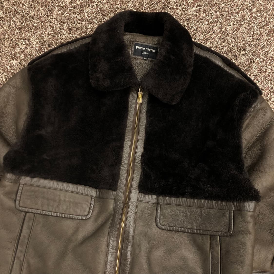 피에르가르뎅 양가죽 양털 시어링 도킹 레더 가죽 자켓 상품이미지2