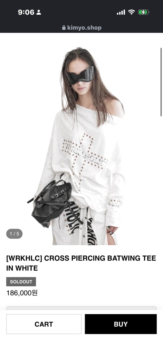 [WRKHLC] CROSS PIERCING BATWING TEE IN W 상품이미지1