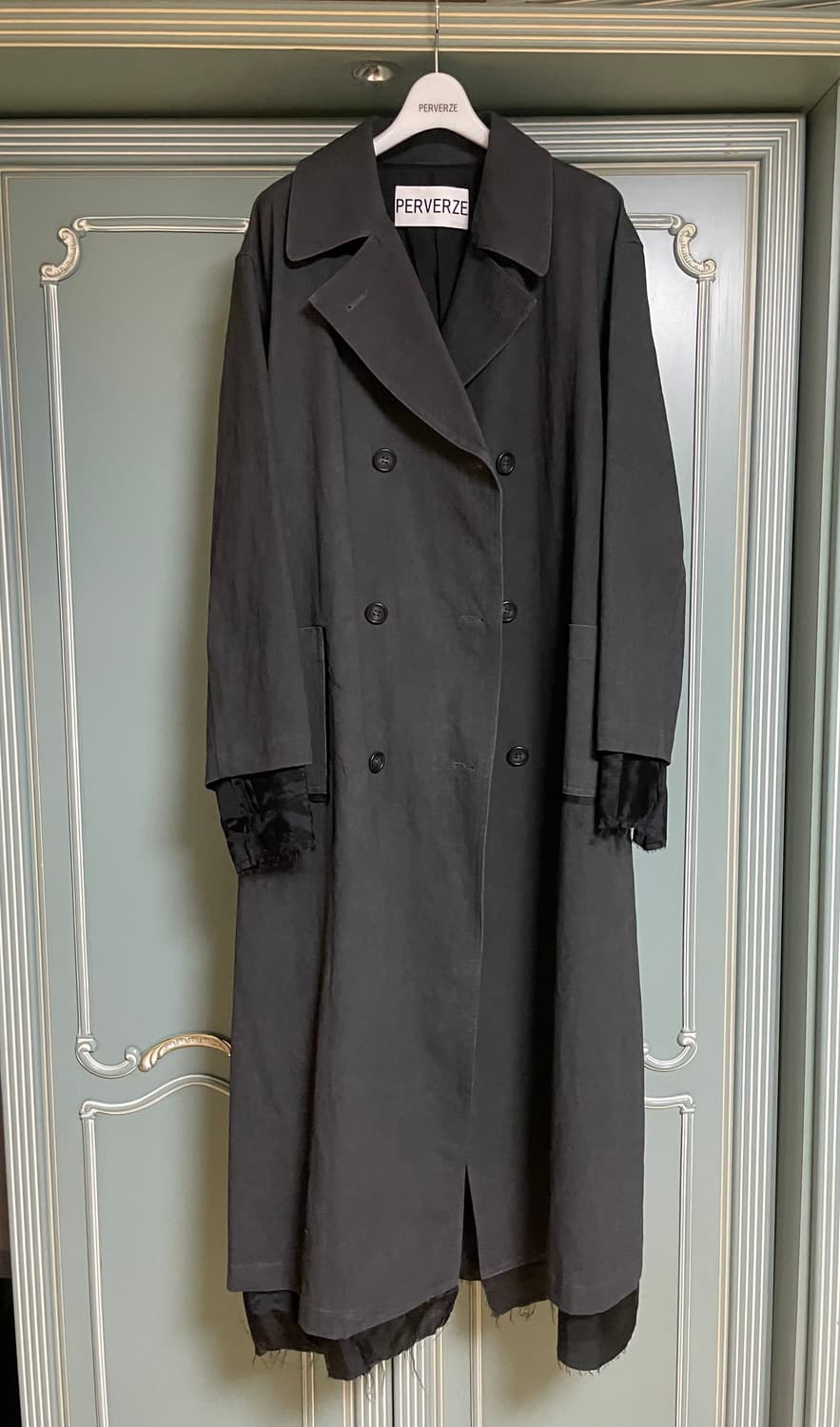 F/ 퍼버즈 Perverze 러프 트윌 롱코트 블랙 상품이미지7