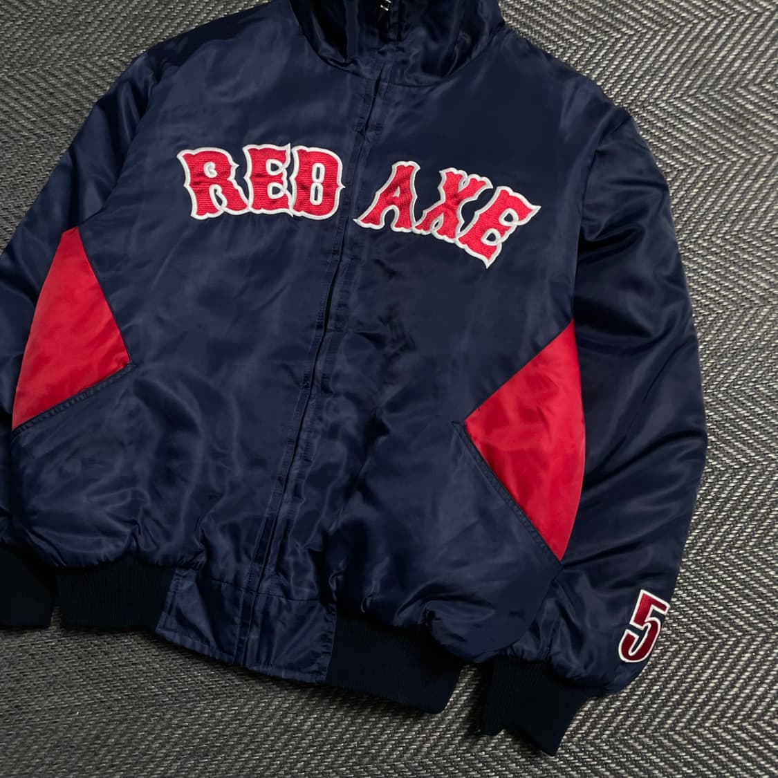 90s EXCLU 올드스쿨 Red Axe 바시티 베이스볼 자켓y 5735 상품이미지3