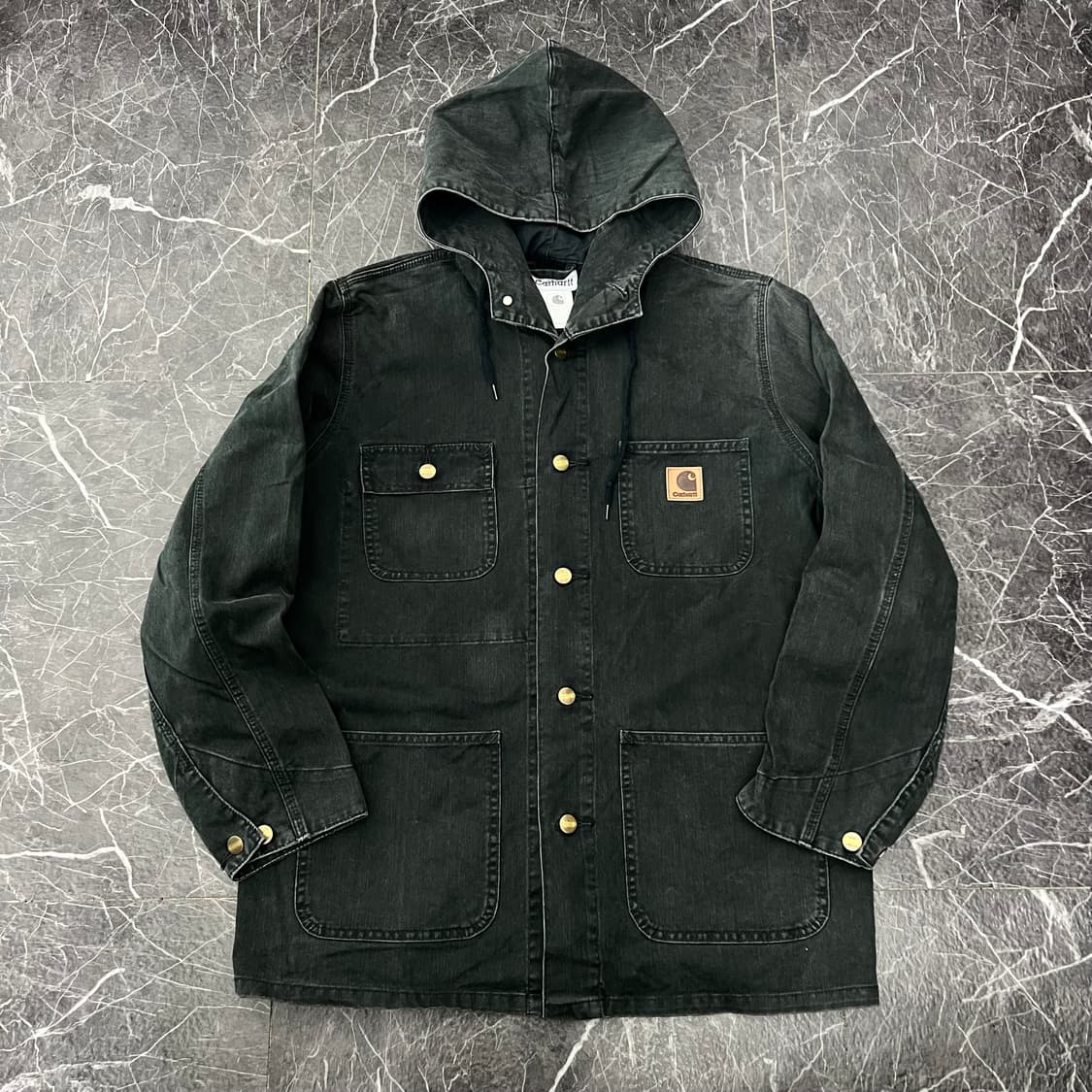 칼하트 로고 오리지널 OG 데님 포켓 후드 워크 자켓 상품이미지1