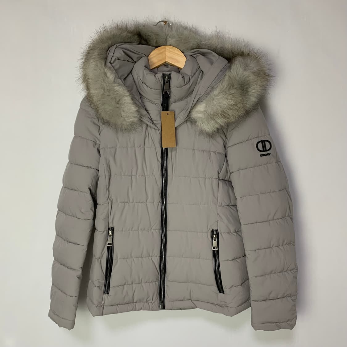 DKNY 퍼 후드 패딩 점퍼 그레이 여성 빈티지 M  상품이미지2