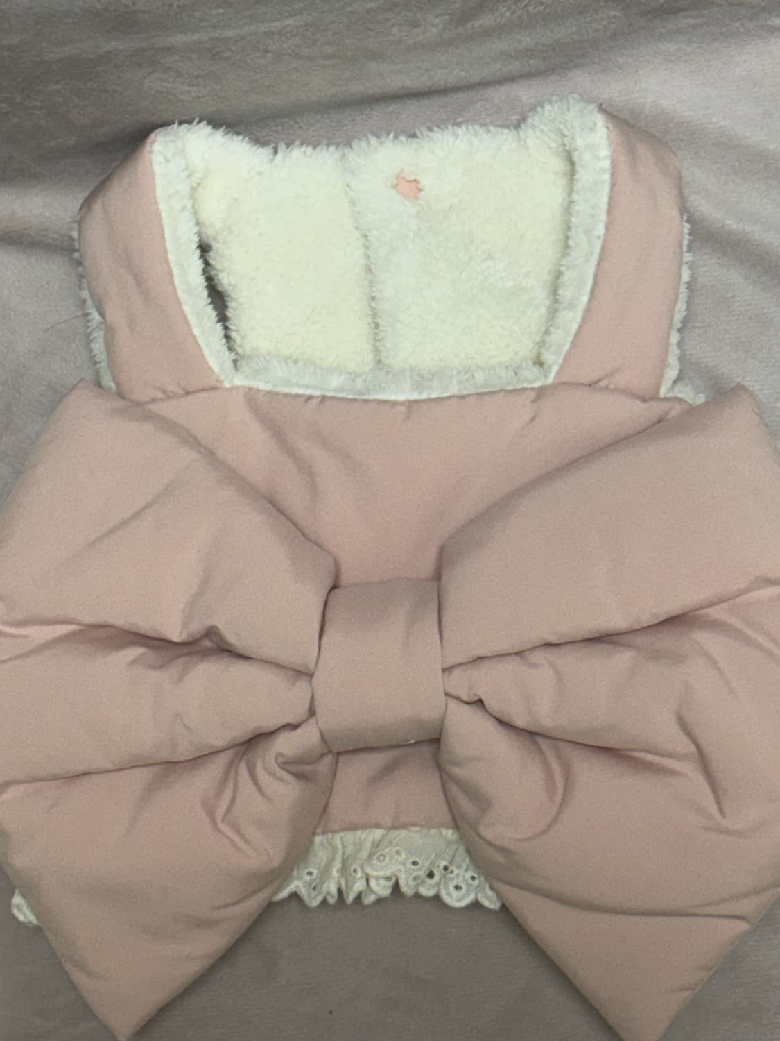 리본 핑크 강아지 패딩 상품이미지1