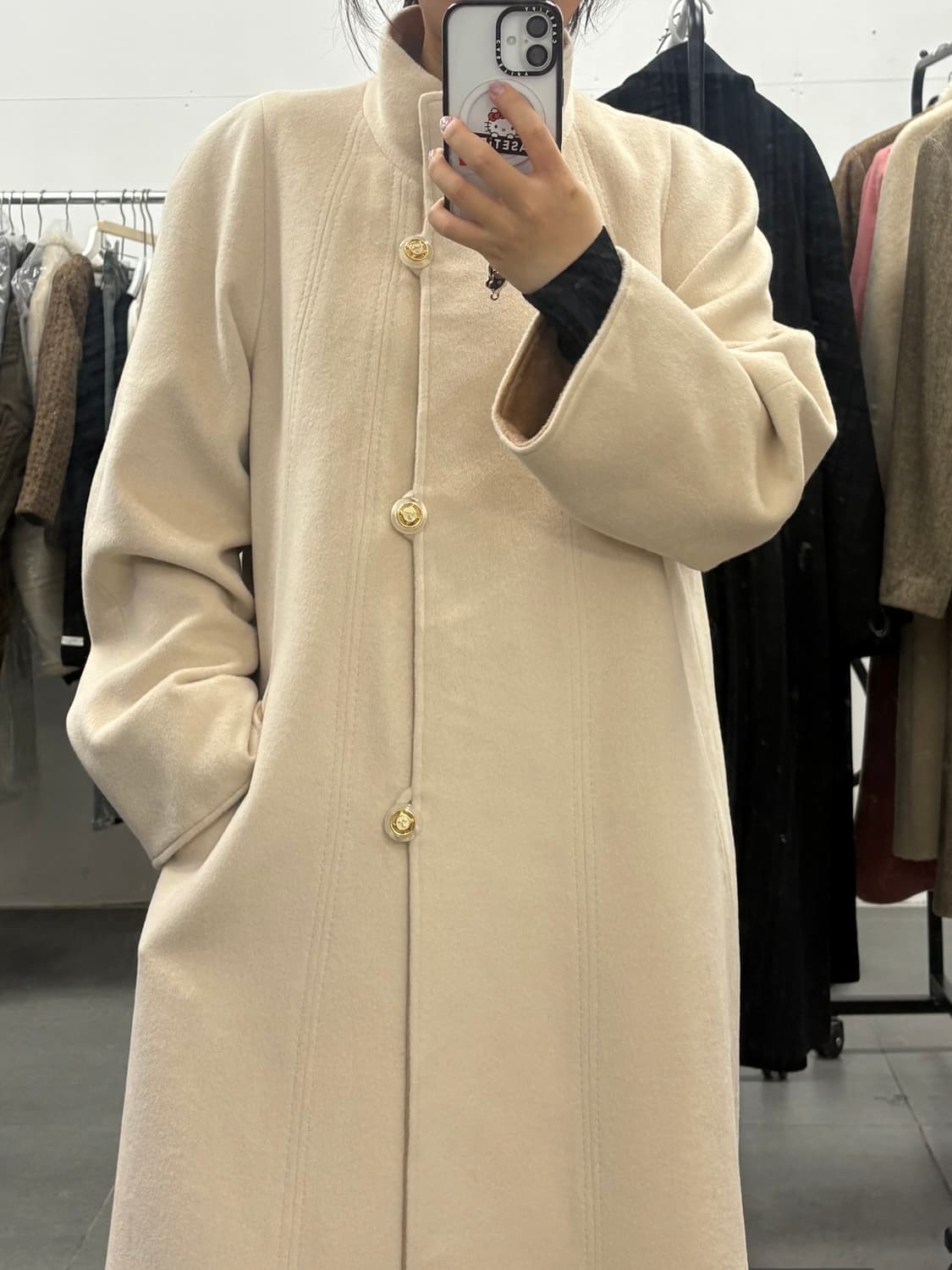 앙고라 혼방 빈티지 롱코트 상품이미지2