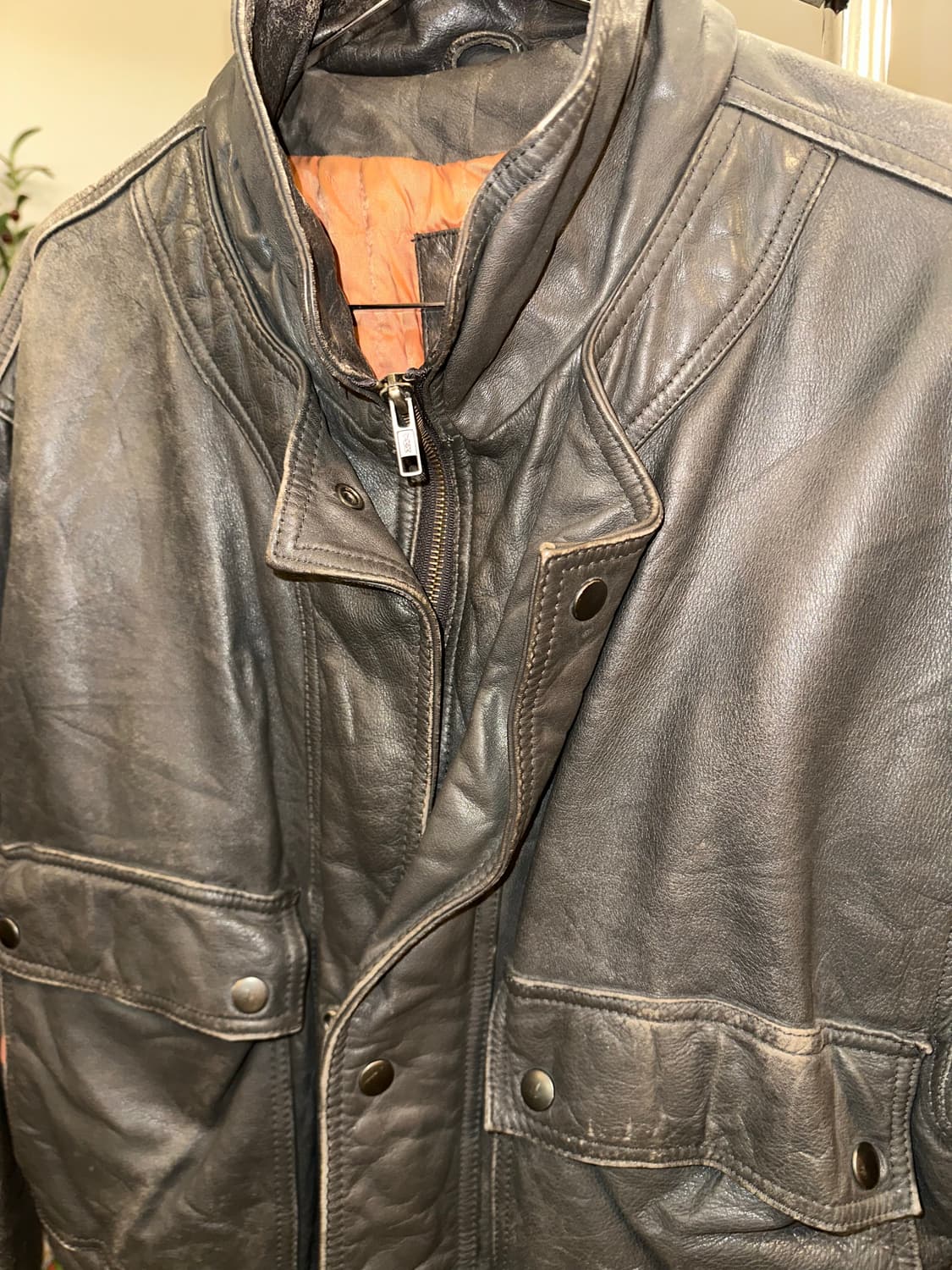 90’s Genuine leather placket bomber  상품이미지5