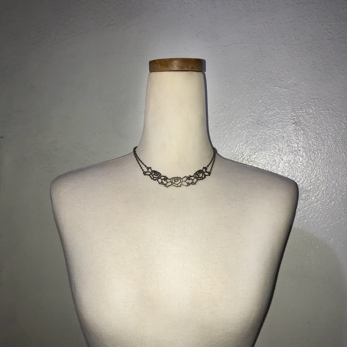 빈티지 실버 로즈 문양 초커 목걸이 페어리 긱시크 갸루 펑크 오리엔탈 상품이미지1