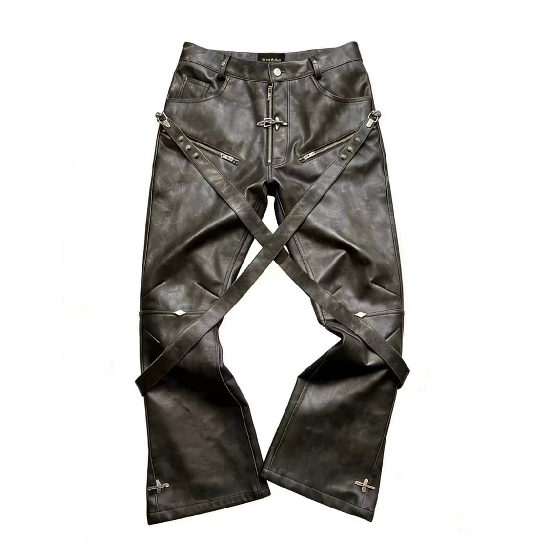 크로스 스트랩 레더 팬츠 상품이미지7