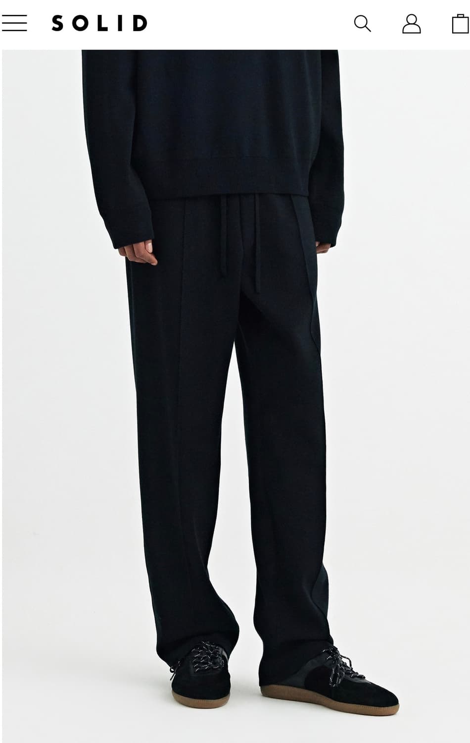 솔리드옴므 블랙 세미 와이드 밴딩 팬츠 30 상품이미지1