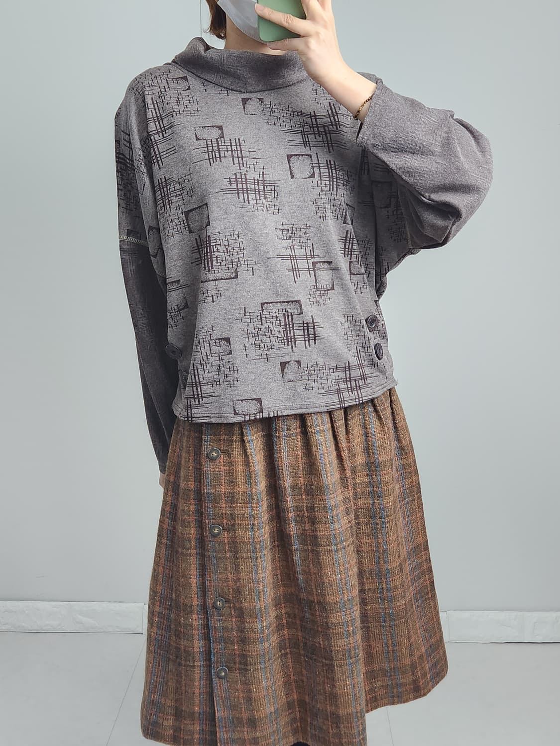 패턴 단추 탑 상품이미지5