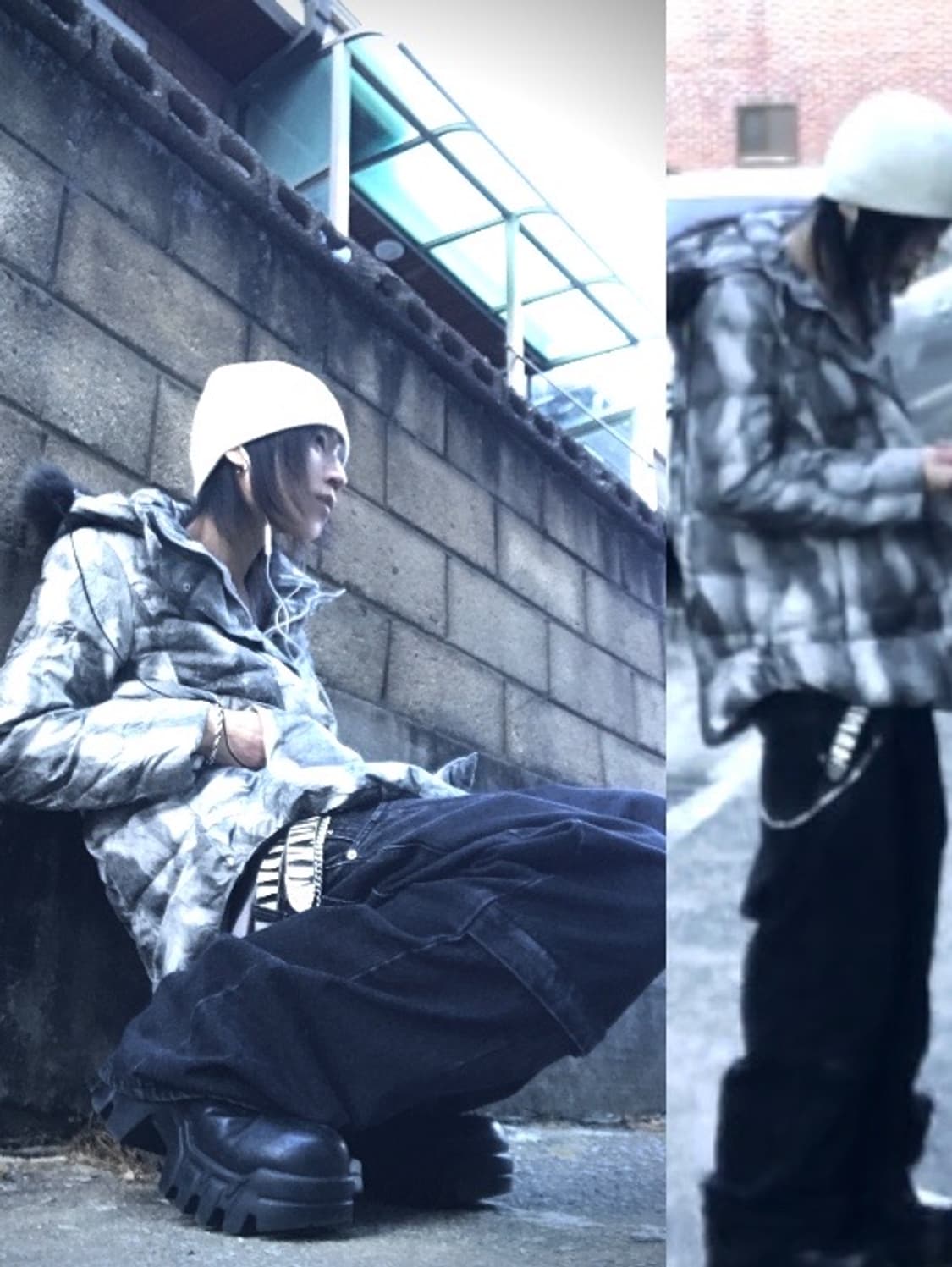 grunge fur padding jumper 상품이미지1