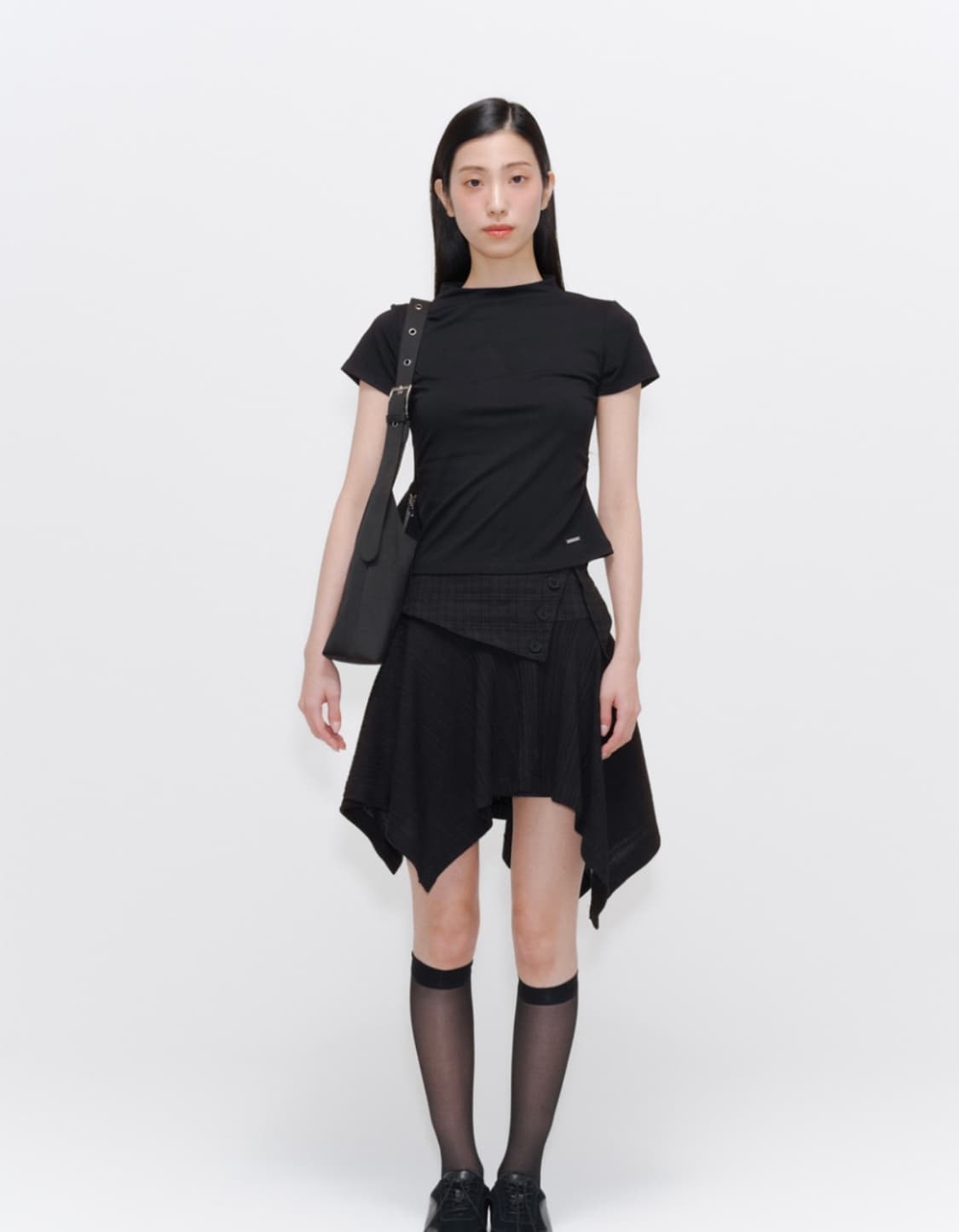 미세키서울 언발란스 미니 스커트 블랙 상품이미지3