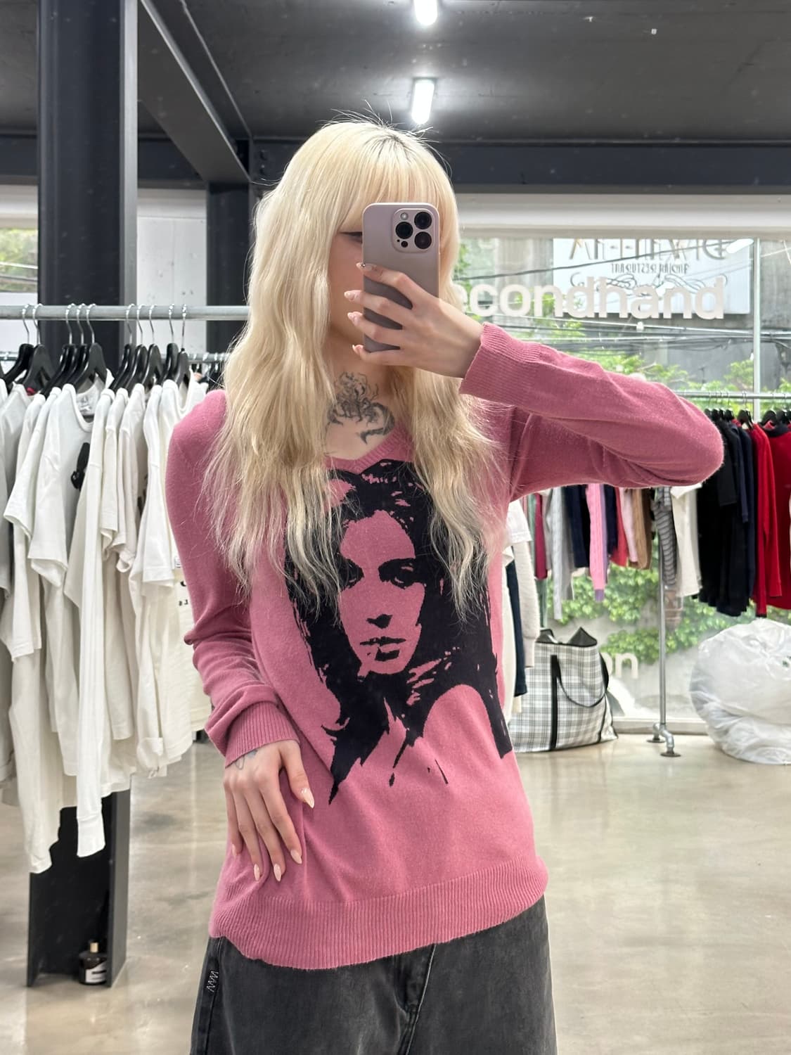 히스테릭 글래머 V넥 히스걸 니트 긴팔 슬리브 상품이미지1