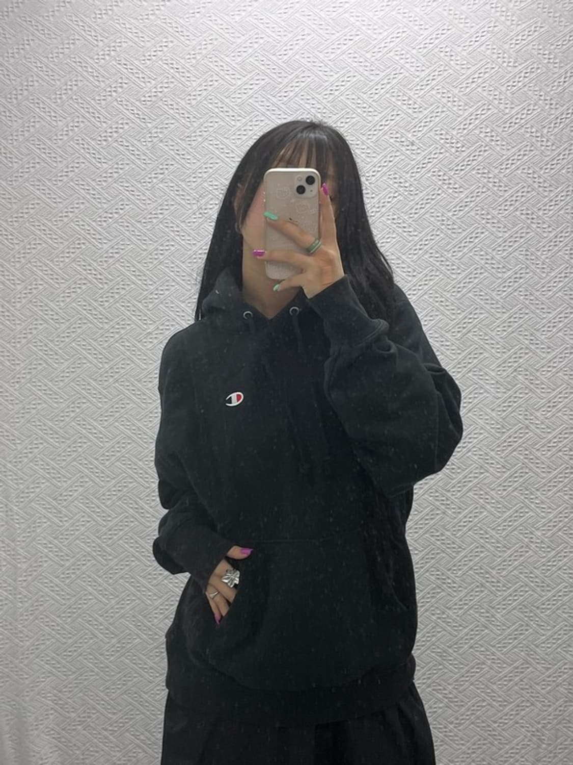 챔피언 리버스위브 올드스쿨 패치로고 약기모 후드티 L C07280 상품이미지1