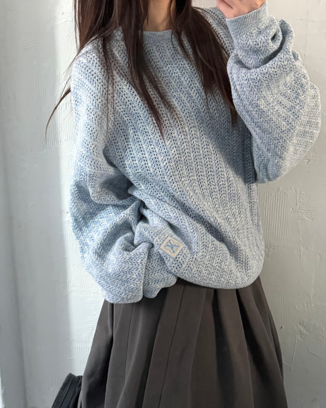 Satur 새터 스카이블루컬러 크로셰 니트 상품이미지2