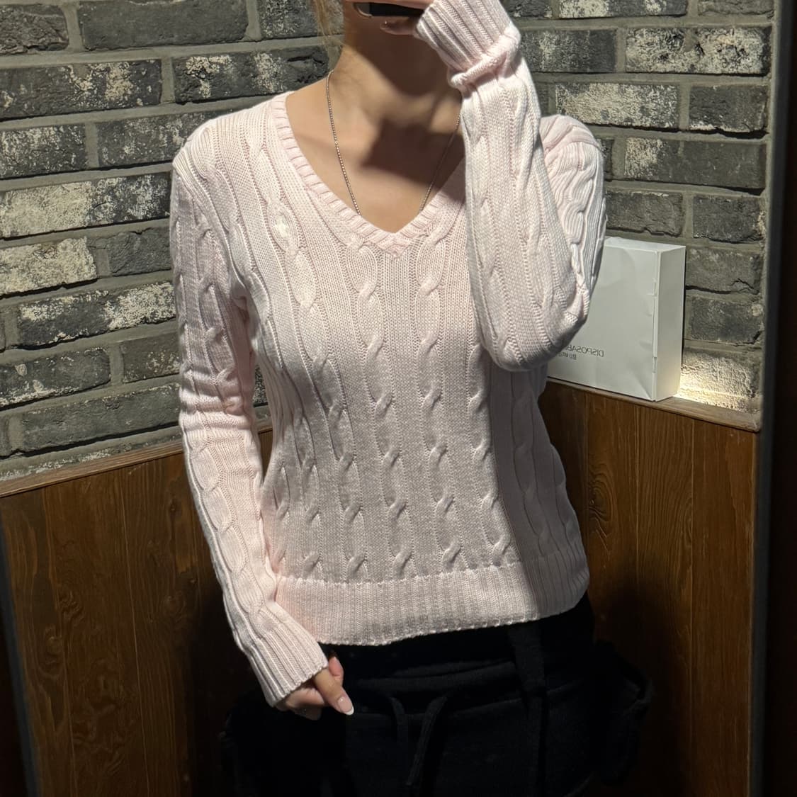 S) 폴로 랄프로렌 피마 코튼 케이블 꽈배기 브이넥 니트 상품이미지8