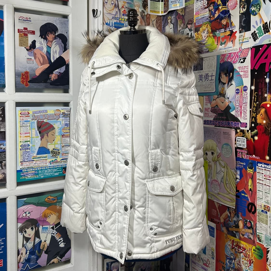 후부 덕다운 라쿤 퍼 화이트 퍼패딩 상품이미지1