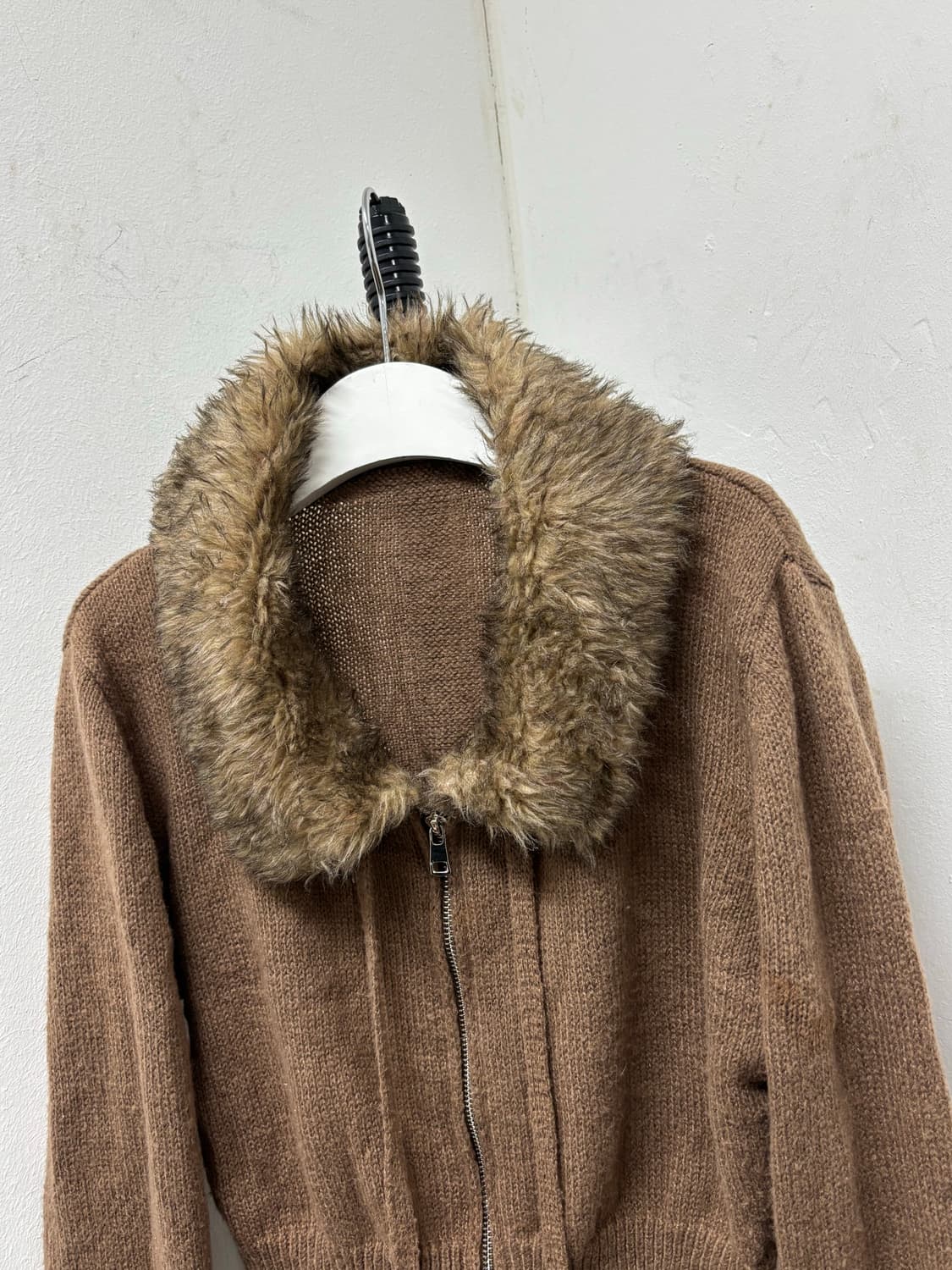 00’s Brown Fur Trimming Short Knit Zip U 상품이미지8