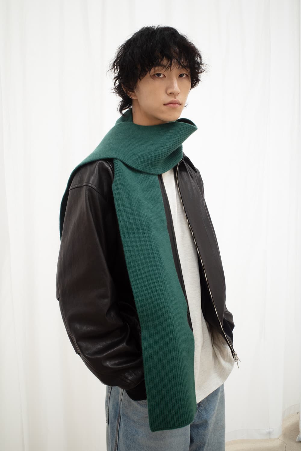 홀리선 울 니트 머플러 스마트 그린 상품이미지5