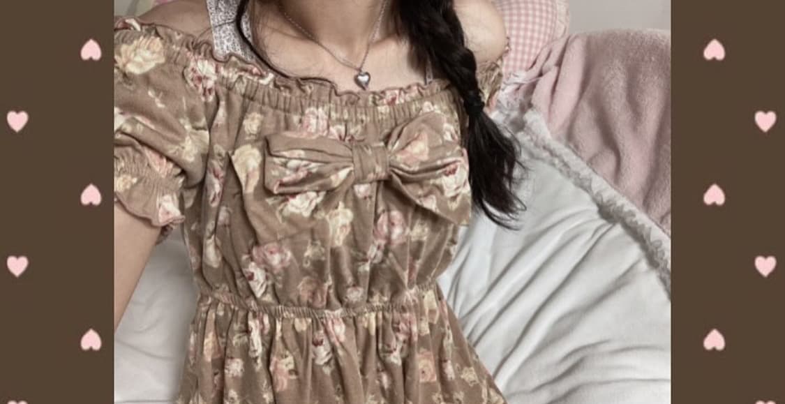 리즈리사 라떼갸루 리본 달천깔 플라워 빈티지 원피스 히메갸루 상품이미지1