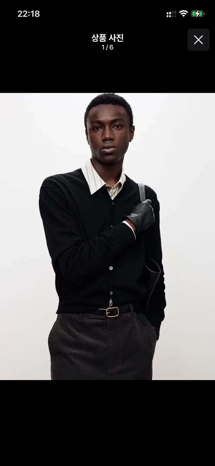 [XL] 토니웩 슈퍼파인 울 크루넥 가디건 블랙 상품이미지2