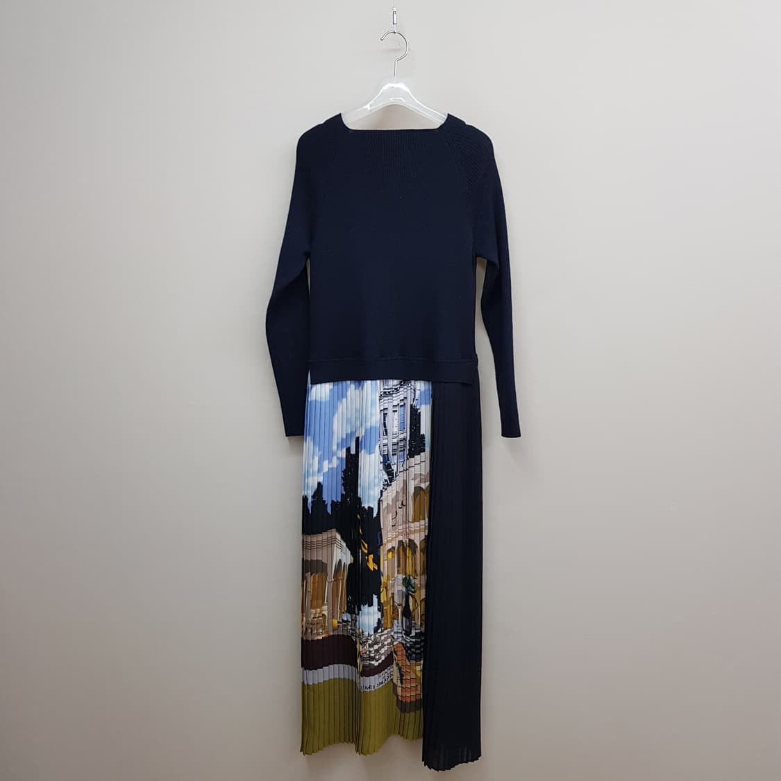 한섬 래트바이티 플리츠 배색 원피스 82-94-160사이즈 상품이미지5