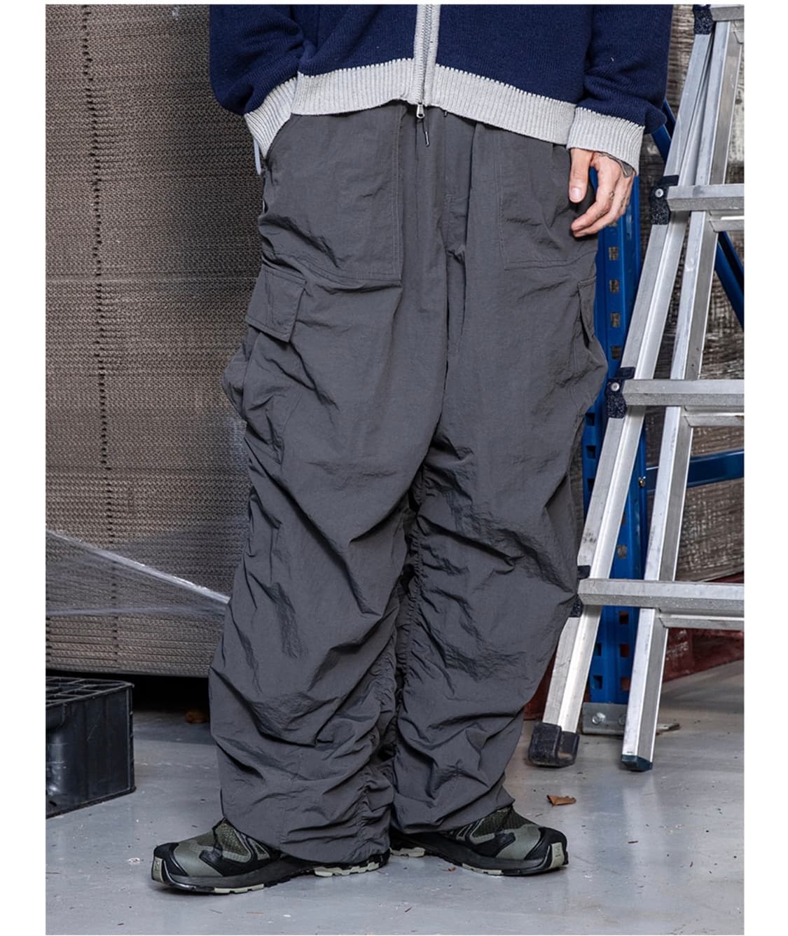 [S] 엑스톤즈 XP127 셔링 카고 팬츠 차콜(CHARCOAL) 상품이미지5