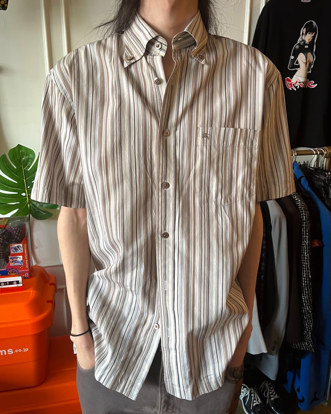 2000s BURBERRY London 1/2 Stripe Shirt 상품이미지2
