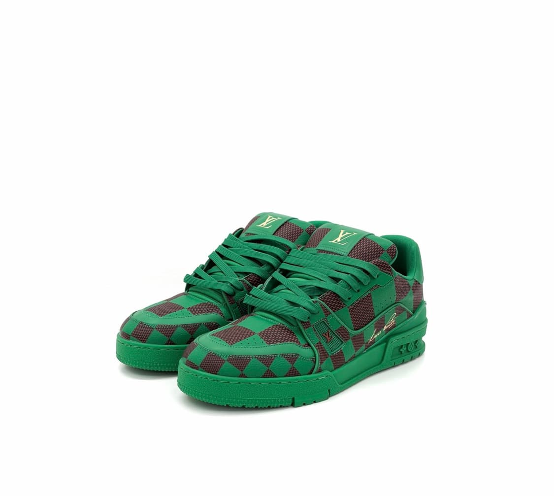 [9.5] 루이비통 남성 LV 트레이너 퍼렐 다미에 팝 스니커즈 그린 상품이미지3