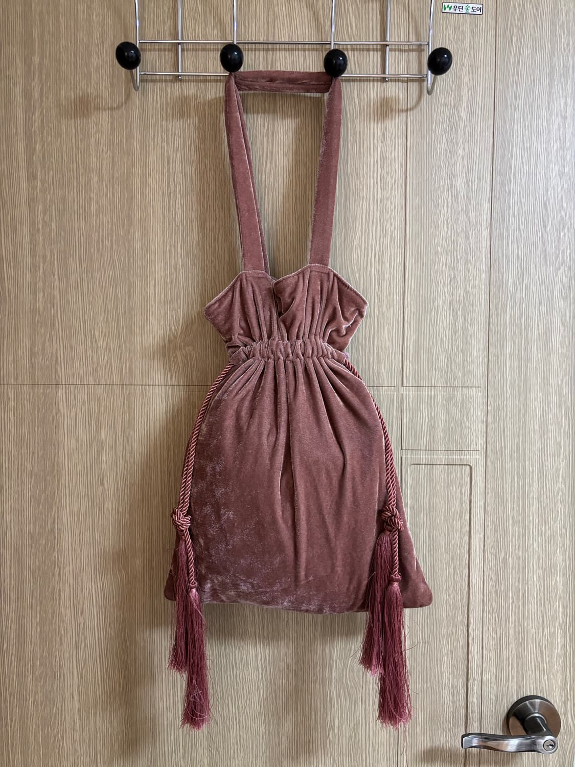 Dukkah 벨벳 셔링 태슬 숄더백(핑크) 상품이미지1