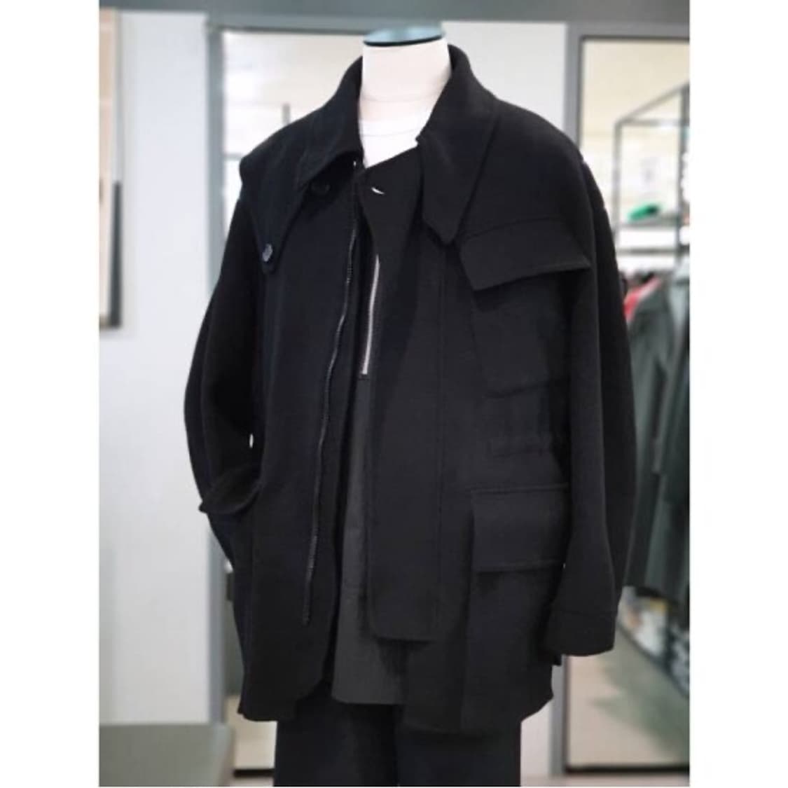 코모도 레이어드 코트 블랙 100 상품이미지4