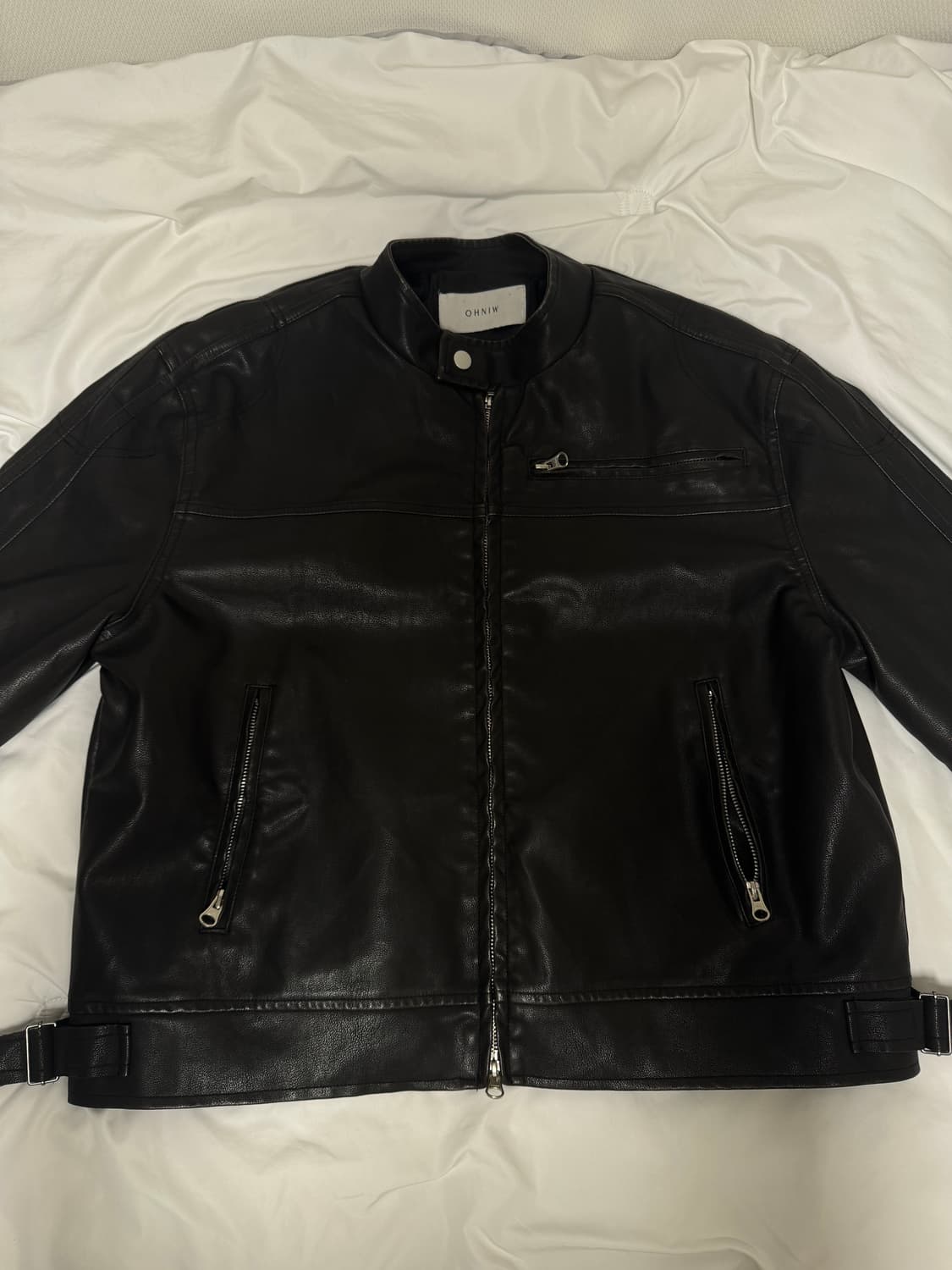 TRACK BIKER LEATHER JACKET 상품이미지1
